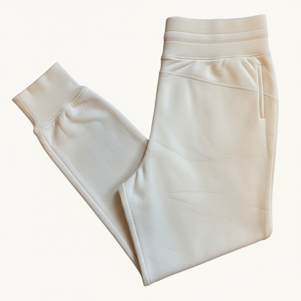 NWT Lauren Ralph Lauren Cream Fleece Jogger Sweatpants |  Size L